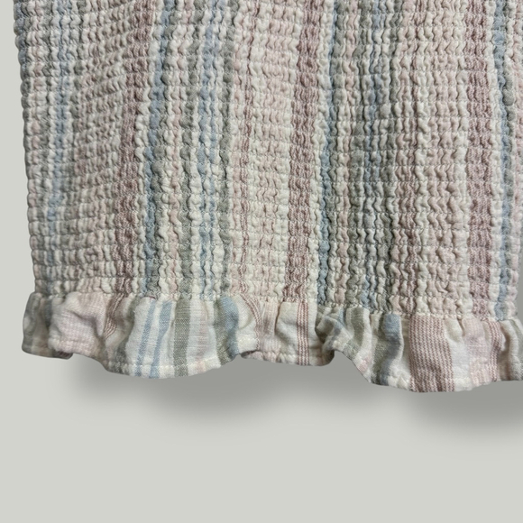 American Eagle Top Women Size Small Multicolored Smock Tie Strap Ruffle Hem - Picture 8 of 13